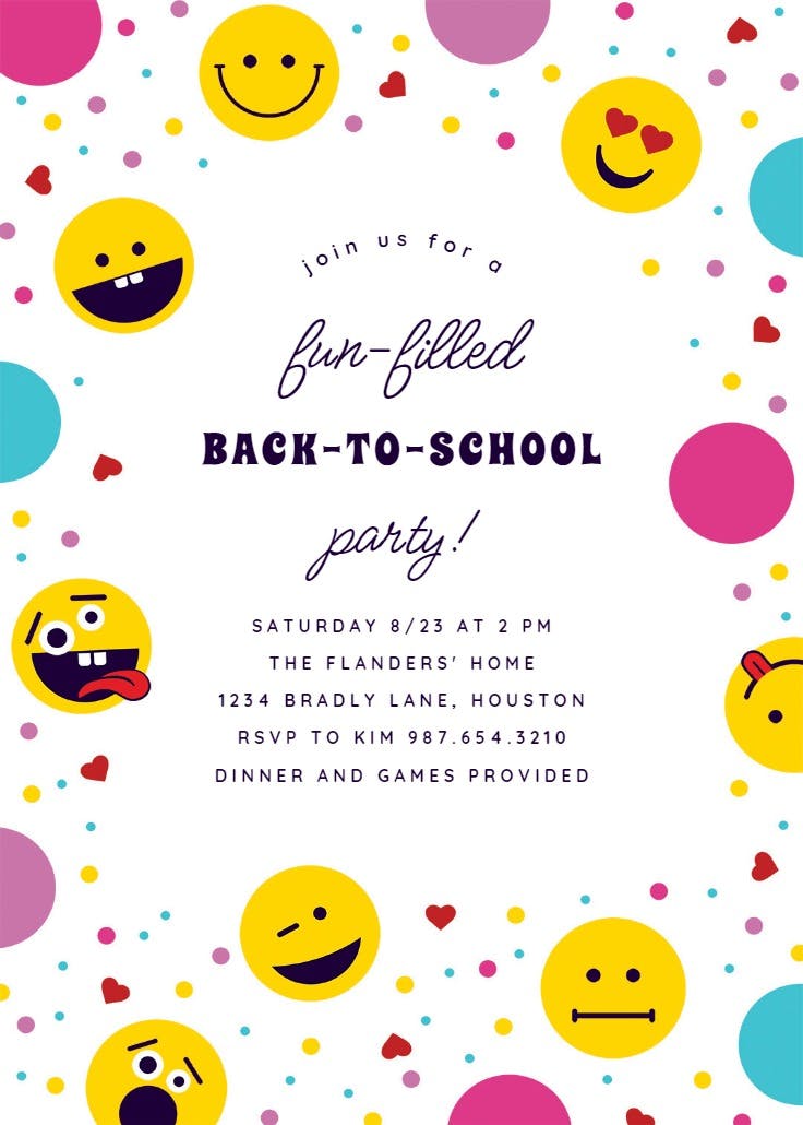Back to the books - back to school invitation